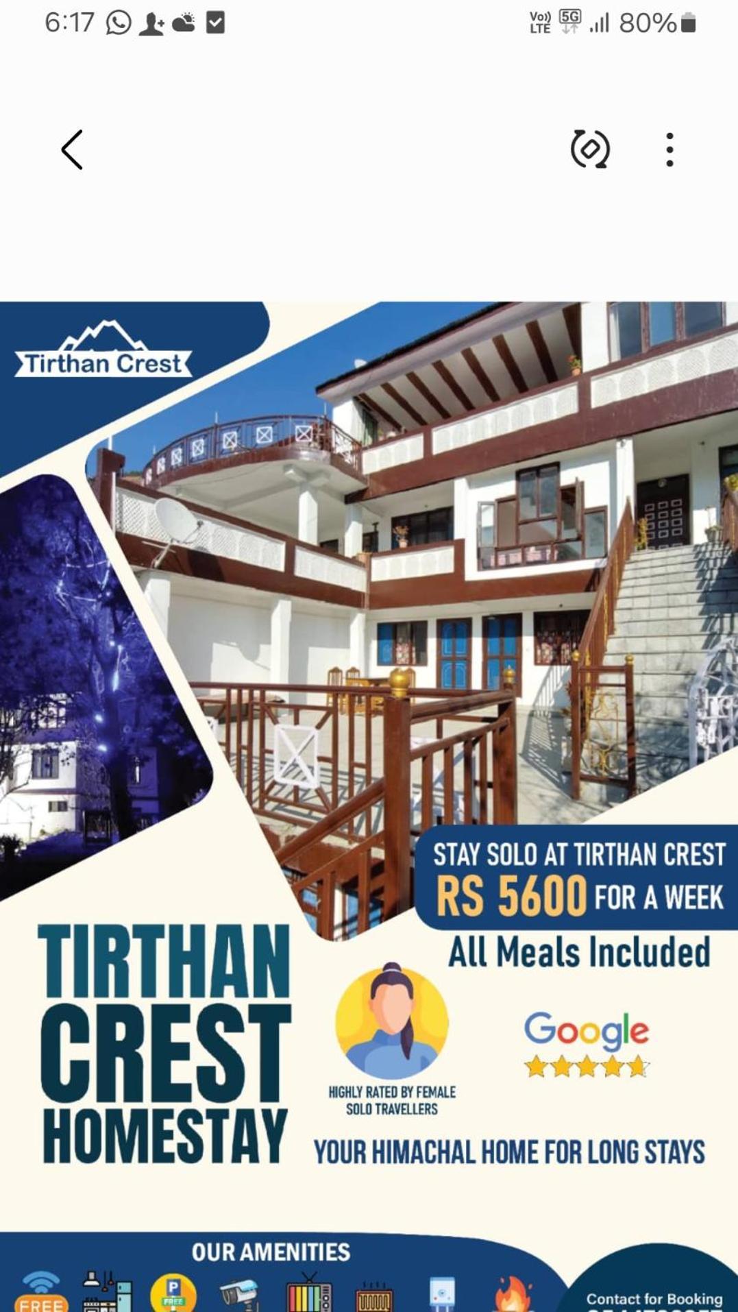 Tirthan Crest Homestay Banjar Luaran gambar